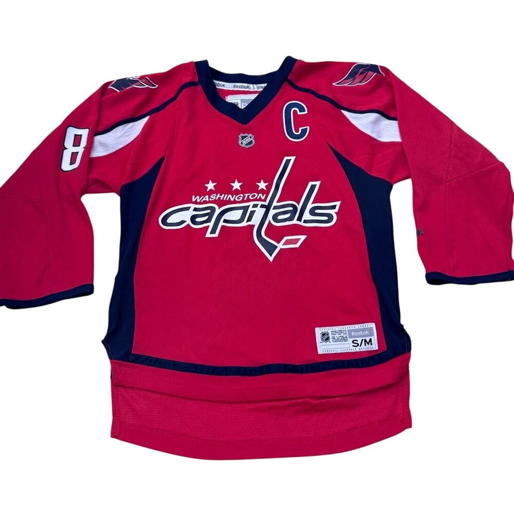 Washington Capitals NHL Ovechkin red Reebok hockey jersey Youth Small/Medium